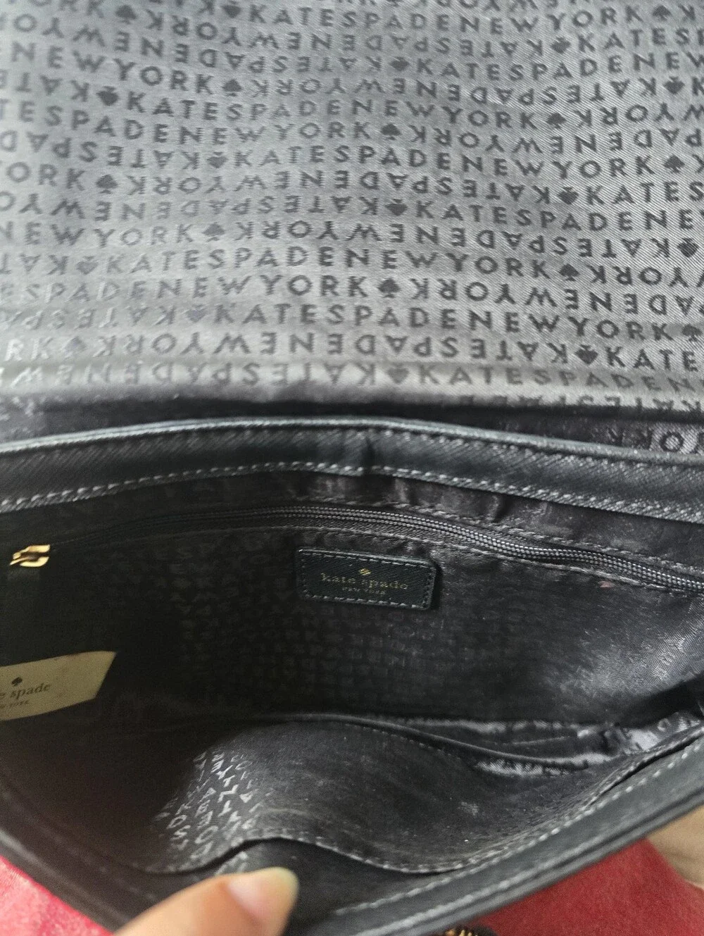 kate spade Black Leather Crossbody with Chain Accent